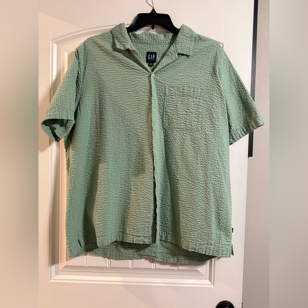 GAP Men's Casual Textured Green Shirt XXL
